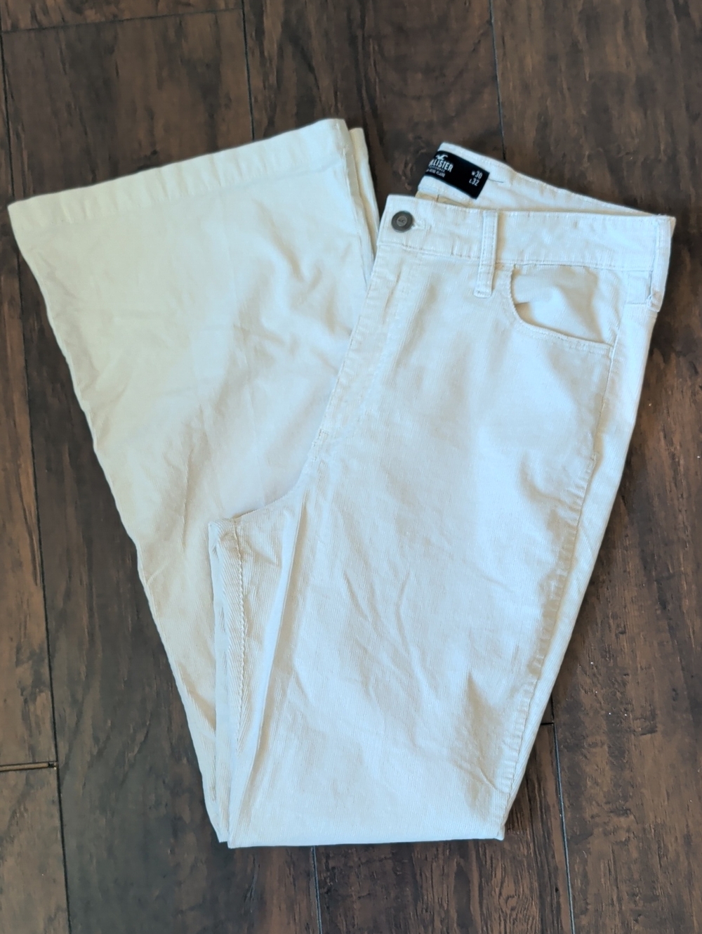 Hollister White High-Rise Flare Corduroy Jeans